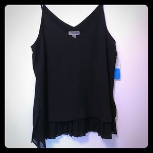 NWT Chelsea28 Black Tank with Pleated Accent